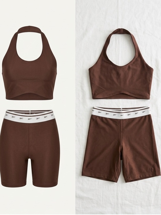 Reebok Pants - Reebok Brown Athletic Bike Shorts and Crop Tank Set
